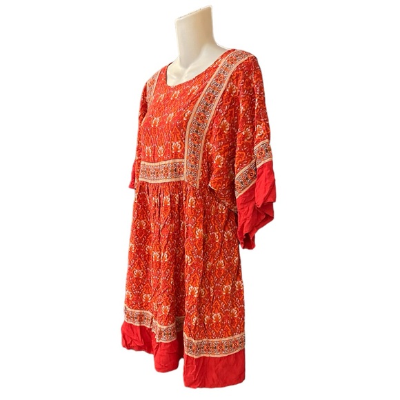 R.Vivimos Summer Cotton Half‎ Sleeve Casual Loose Bohemian Floral Tunic Dress - Picture 6 of 10